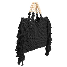 Load image into Gallery viewer, Lilibeth Black Medium Crochet Tote Bag
