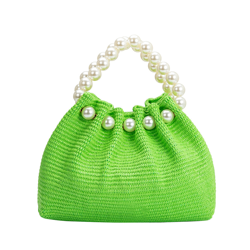 Josie Lime Straw Top Handle Bag