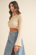 Load image into Gallery viewer, Bell Sleeve Sweater Crop Top- Cream
