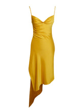 Load image into Gallery viewer, Orange Draping Satin Dress
