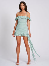 Load image into Gallery viewer, Menta Ruffle Draping Mini Dress
