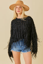 Load image into Gallery viewer, Fringe Sweater Top Black
