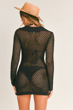 Load image into Gallery viewer, Black Collared Crochet Cover Up
