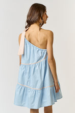 Load image into Gallery viewer, One Shoulder Poplin Dress- Light Blue
