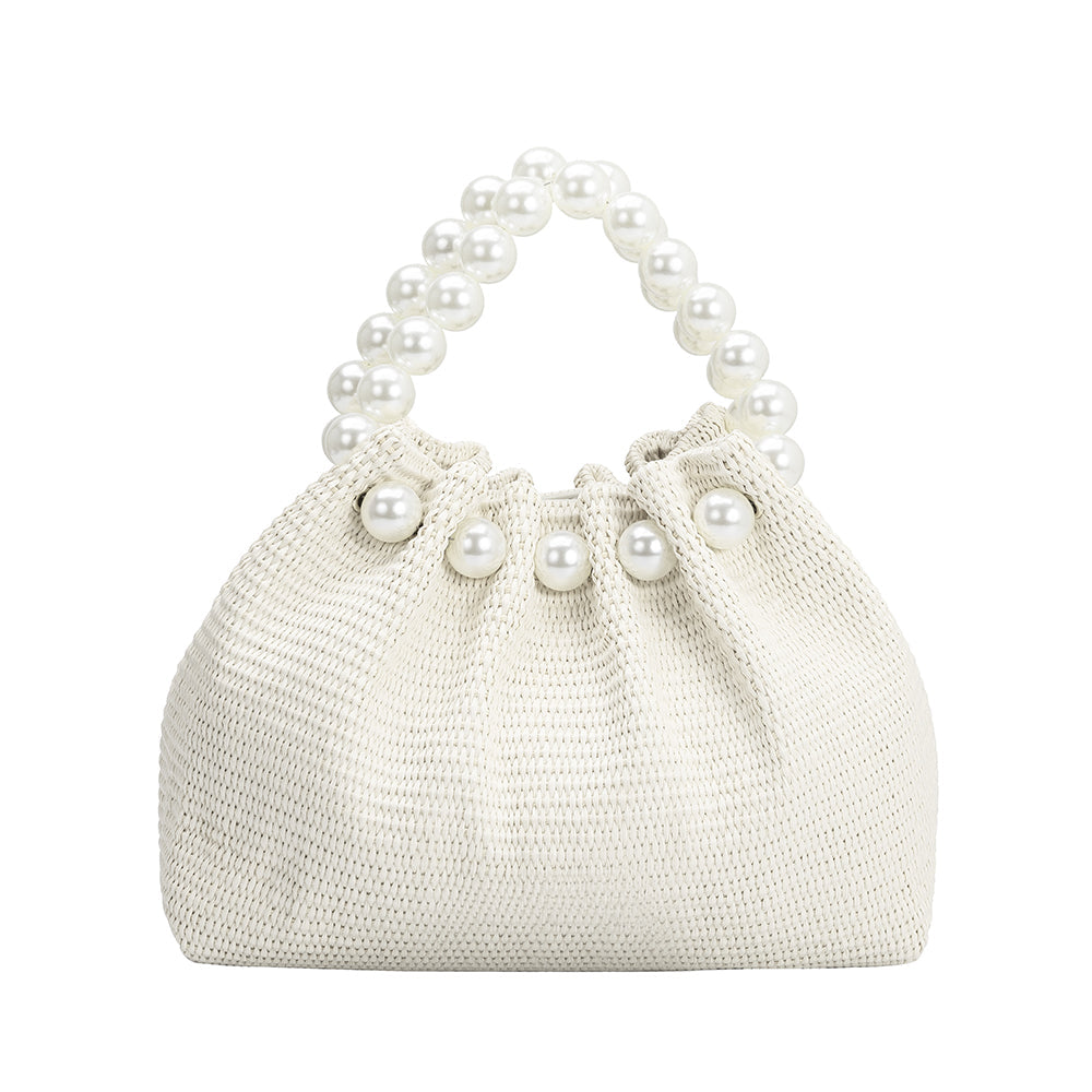 Josie White Straw Top Handle Bag