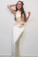 Load image into Gallery viewer, Amina Mesh + Satin Halter Dress- Ecru
