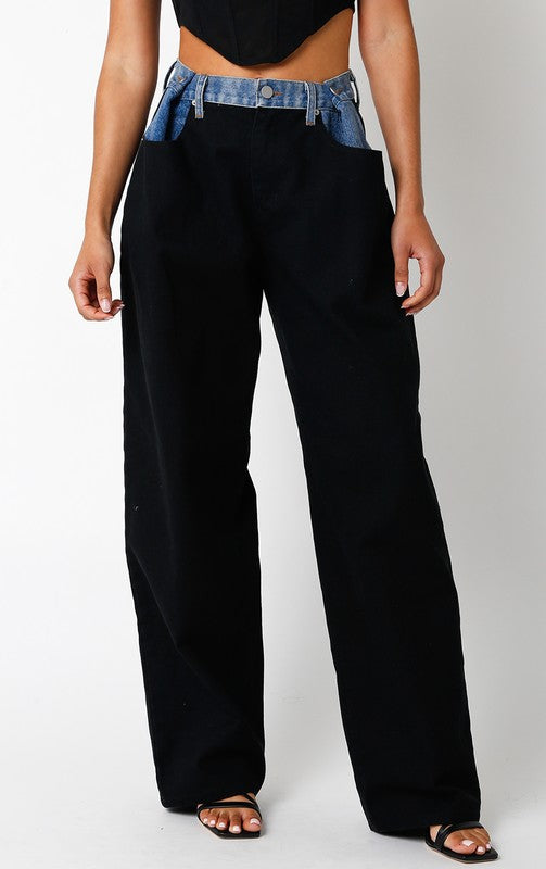 Contrast Black|Denim Pant