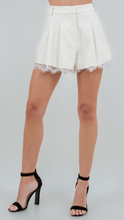 Load image into Gallery viewer, Lace Trim Ivory Shorts
