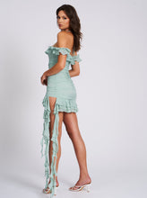 Load image into Gallery viewer, Menta Ruffle Draping Mini Dress
