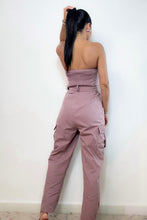 Load image into Gallery viewer, Mauve Cargo Belted Jumpsuit
