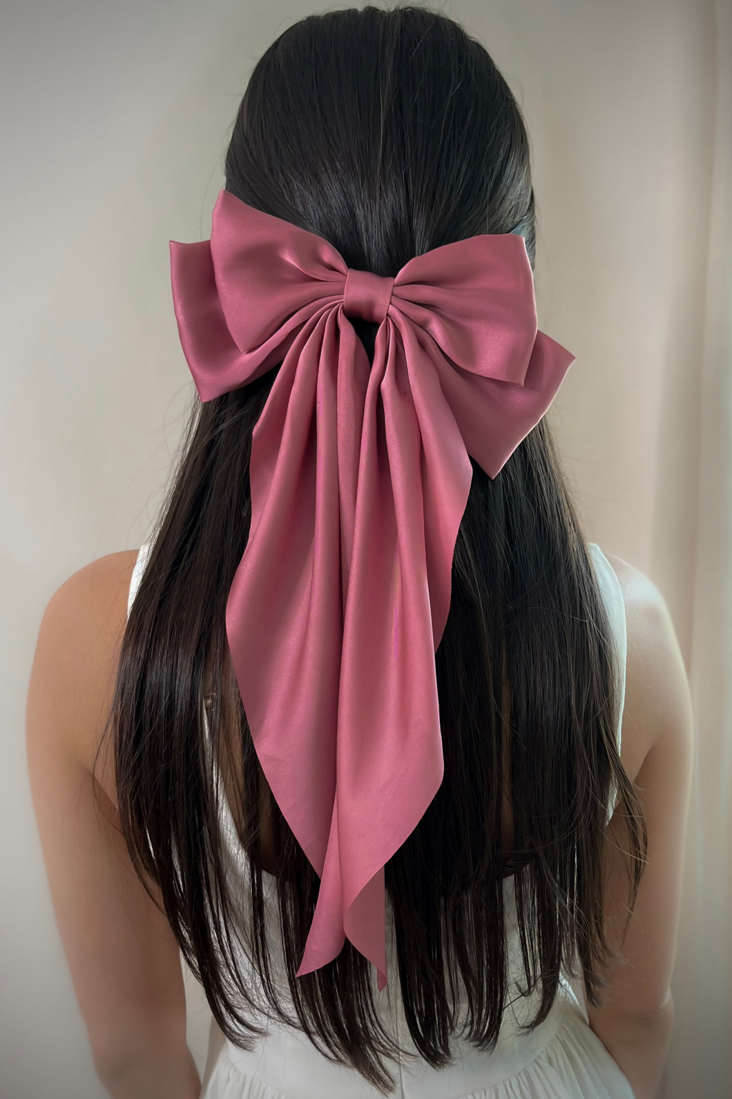 Pink Mauve Satin Oversized Bow