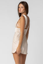 Load image into Gallery viewer, Champagne Pleated Detailed Satin Mini Dress
