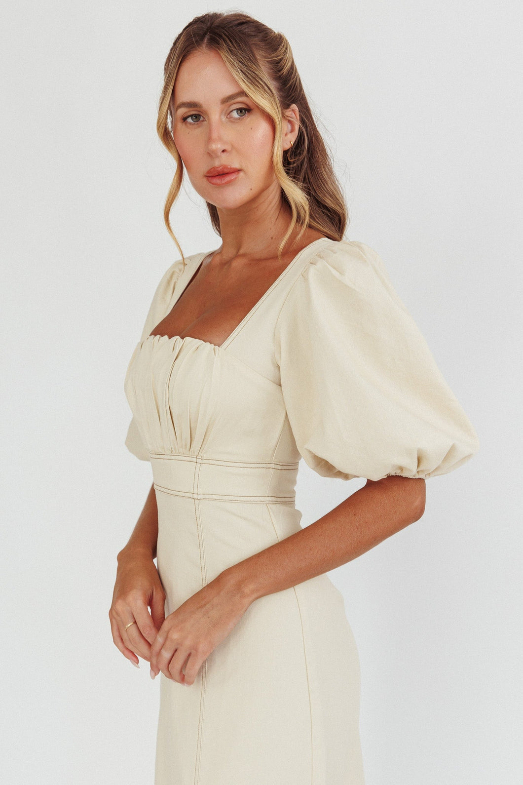 Sibille Puff Sleeve Dress- Ivory