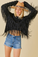 Load image into Gallery viewer, Fringe Sweater Top Black
