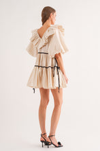 Load image into Gallery viewer, Contrast Cream &amp; Black Ribbons Mini Dress
