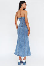 Load image into Gallery viewer, Wavy Neckline Denim Dress
