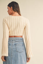 Load image into Gallery viewer, Bell Sleeve Sweater Crop Top- Cream
