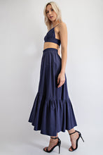 Load image into Gallery viewer, Navy Two Piece Skirt Set
