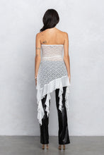 Load image into Gallery viewer, Lace Asymmetrical Ruffle Top- White
