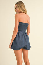 Load image into Gallery viewer, Strapless Bubble Denim Romper
