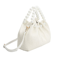 Load image into Gallery viewer, Josie White Straw Top Handle Bag
