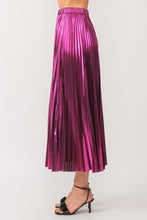 Load image into Gallery viewer, Metallic Pleated Maxi Skirt- Magenta
