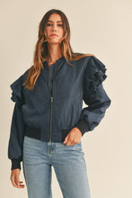 Load image into Gallery viewer, Double-layered Ruffled Sleeves Bomber Jacket
