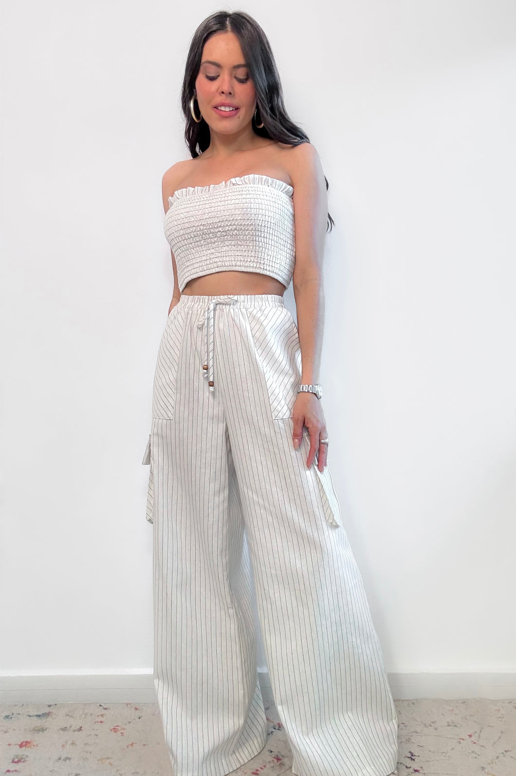 Coastal Striped Cargo Pant + Top Set