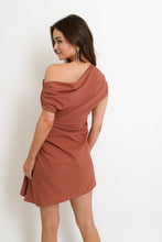 Load image into Gallery viewer, Asymetrical Linen Dress Rust
