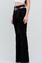 Load image into Gallery viewer, Black Cutout Waist Belted Pant
