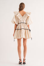 Load image into Gallery viewer, Contrast Cream &amp; Black Ribbons Mini Dress
