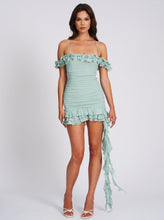 Load image into Gallery viewer, Menta Ruffle Draping Mini Dress
