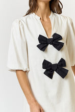 Load image into Gallery viewer, Black Bow Linen Shirt Dress
