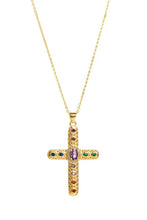 Load image into Gallery viewer, Stones Cross Necklace
