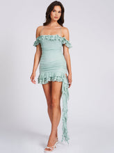 Load image into Gallery viewer, Menta Ruffle Draping Mini Dress
