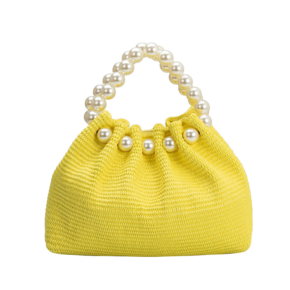 Josie Yellow Straw Top Handle Bag