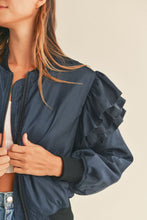 Load image into Gallery viewer, Double-layered Ruffled Sleeves Bomber Jacket
