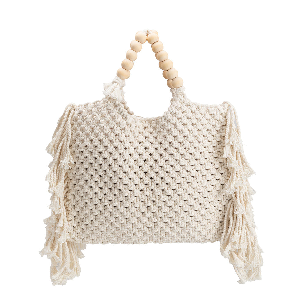 Lilibeth Cream Medium Crochet Tote Bag