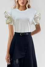 Load image into Gallery viewer, Ruffled Sleeves White Tee
