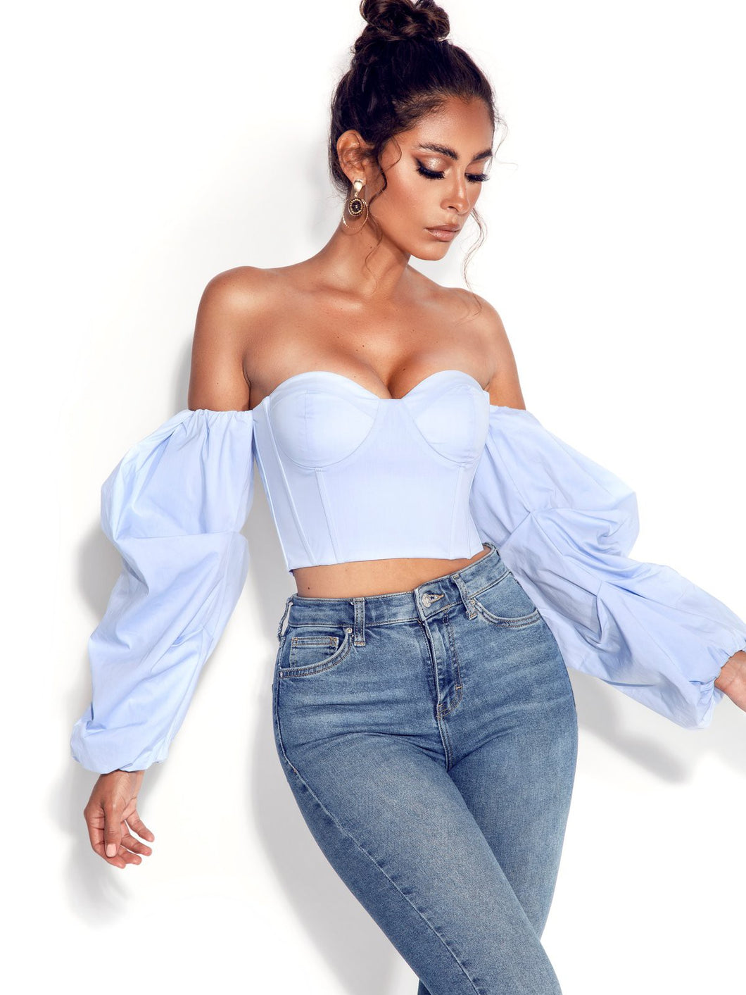 Olivia Corset Top- Light Blue