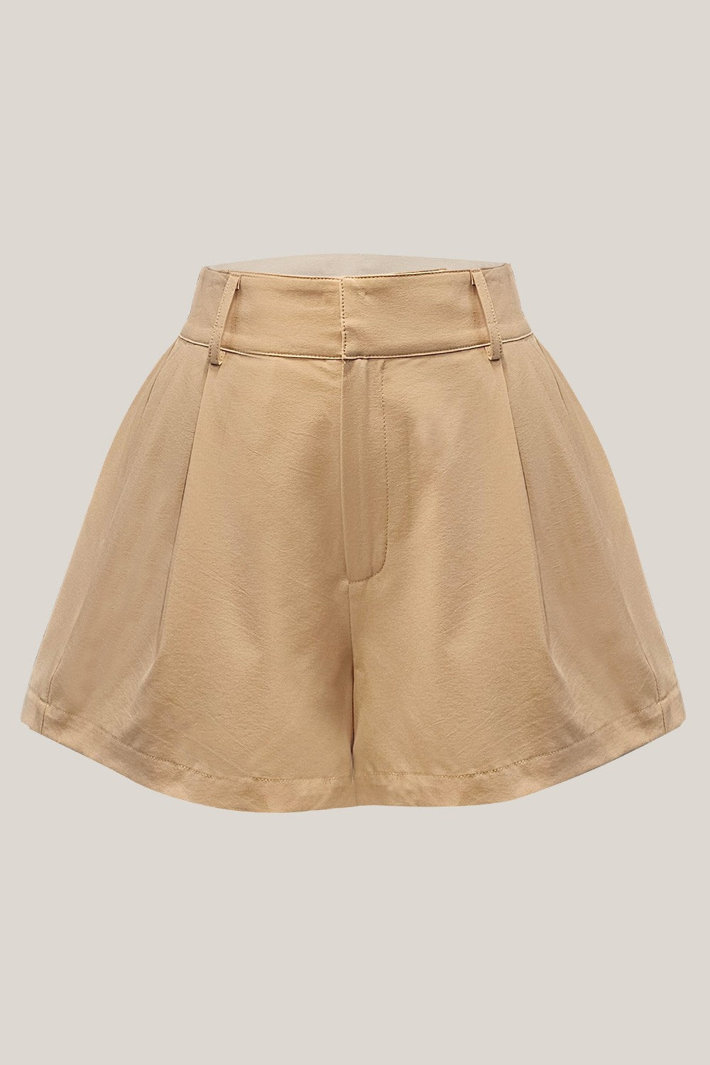 Tan Pleats Flowy Shorts