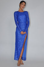 Load image into Gallery viewer, Sequin Long Sleeve Dress- Electric Blue
