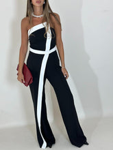 Load image into Gallery viewer, Maia Strapples Black|White Jumpsuit
