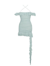 Load image into Gallery viewer, Menta Ruffle Draping Mini Dress
