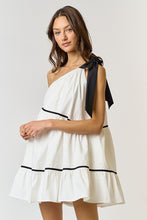 Load image into Gallery viewer, One Shoulder Poplin Dress- White
