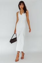 Load image into Gallery viewer, Button Denim Maxi Dress- White
