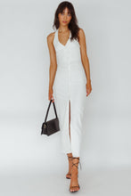 Load image into Gallery viewer, Button Denim Maxi Dress- White
