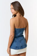 Load image into Gallery viewer, Strapless Button Down Denim Top
