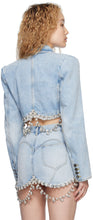 Load image into Gallery viewer, Crystal Embellished Cropped Denim Blazer
