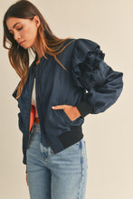 Load image into Gallery viewer, Double-layered Ruffled Sleeves Bomber Jacket
